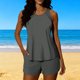 thumbnail image 2 of Conjunto de Bikini de Cintura Alta para las Mujeres Color Sólido sin Espalda Top de Hombro con la Parte Inferior de Corte Alto, Conjunto de Bikini de Corte Alto para las Mujeres, 2 of 9