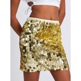 thumbnail image 6 of Michellecmm  Women's Sequin Mini Skirt Glitter Skirt Belly Dance Skirt Clubwear, 6 of 9
