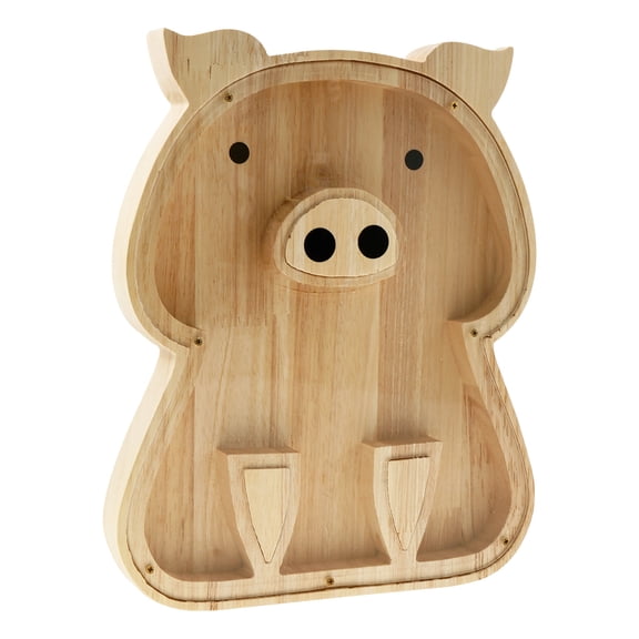 Pig Shape Wooden Piggy Bank Creative Large Capacity Wood Money Saving Bank Child Birthday Present for Boys and Girls