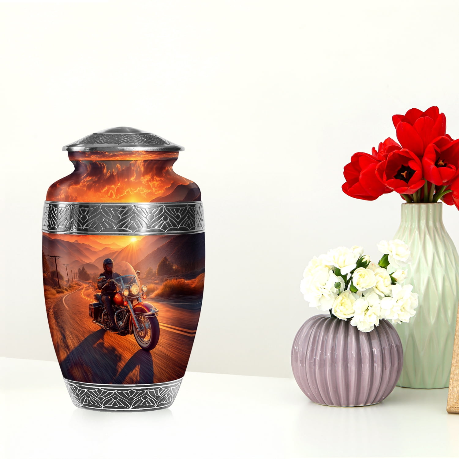 Harley Davidson Memorial Urn for Ashes Adult Male and Female, Cremation Funeral Urns for Human Ashes, (Classic Large, 10 Inch)
