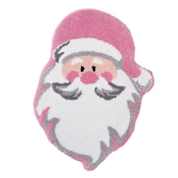 Christmas Rugs Cute Pink Santa Claus Bath Mat Christmas Bathroom Decor - Winter Indoor Decor for Bathroom, Kitchen, Bedroom - C