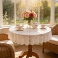 thumbnail image 4 of Homekingdee Round Lace Tablecloth - 72.83 Inch Embroidered Sheer Table Cover with Non-Slip Device for Home, Restaurant and Cafe Use, 4 of 6
