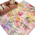 thumbnail image 2 of Spring Floral Area Rug 6x9 FT, Non Slip Living Room Throw Carpet, Elegant Summer Flowers Botanical Watercolor Washable Soft Large Floor Carpet Non-Shedding Rug for Bedroom Dining Room Play Room, 2 of 9