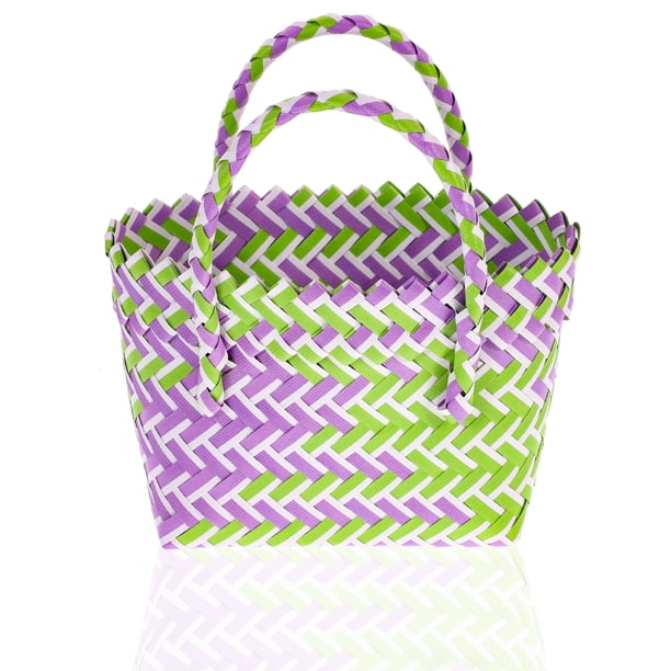 Cesta tejida de colores, bolsa de playa multifuncional, bolsa de compras reutilizable, bolsa de mano