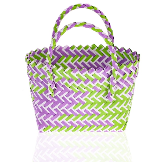 Cesta tejida de colores, bolsa de playa multifuncional, bolsa de compras reutilizable, bolsa de mano