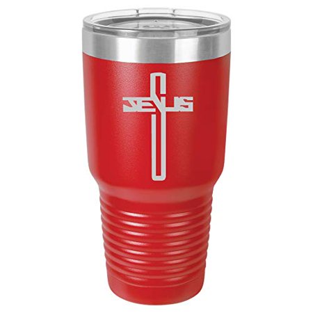 

Tumbler Stainless Steel Vacuum Insulated Travel Mug Jesus Cross (Red 30 oz)