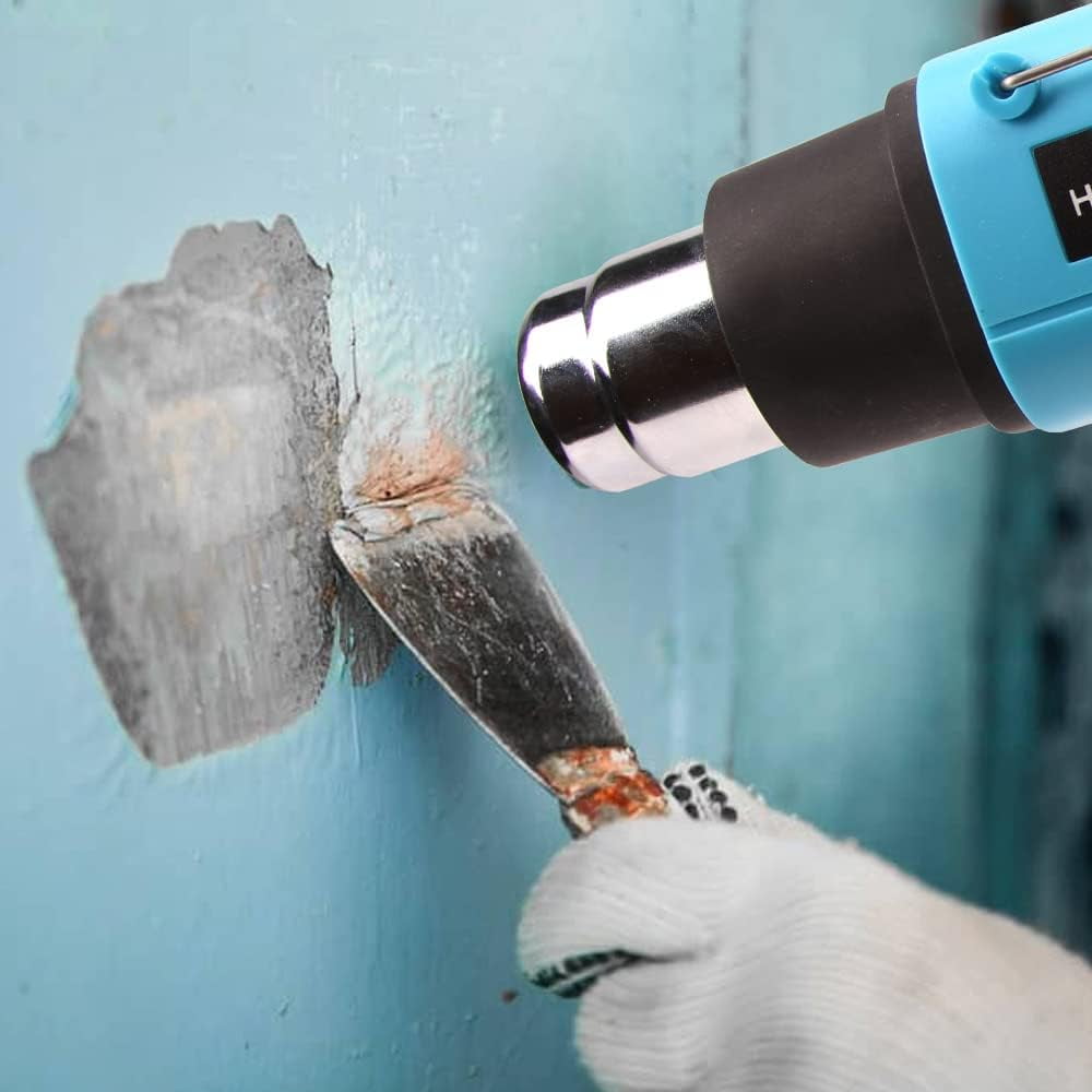 Heat Gun 1200W 140~932 (60-500) Heavy Duty Hot Air Gun Kit Variable Temperature Control with 2 Temperature Settings 2 Nozzles for Crafts, Shrink Wrapping, Candle Making, Epoxy Resin
