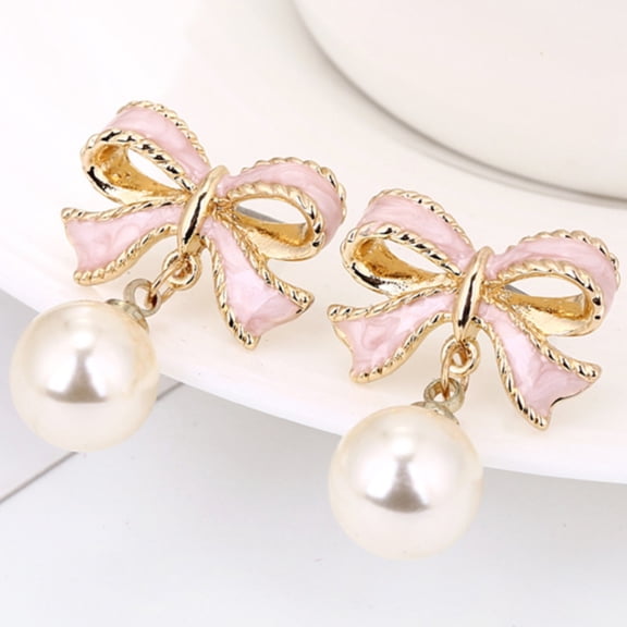 FENGGHAO Bow Pearl Ear Clips Korean Style Fashion Earrings Trendy Clip On Accessories Non Pierced Versatile Statement Pieces