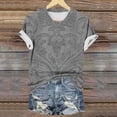 thumbnail image 4 of Cmfcve Summer Shirts for Women Round Neck Button Tunic Blouse Short Sleeves Printed Vacation Tee Shirt, 4 of 6