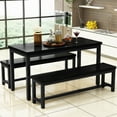 thumbnail image 3 of Stmoze 43.3" Dining Table Set for 4, Kitchen Dining Table with 2 Benches, 3 Pieces Dining Room Table Set , Space Saving Dining Bench Set for Kitchen, Restaurant, Black, 3 of 7