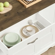 Homfa Kitchen Island with Wheels & Adjustable Shelf, 2 Drawer Modern Buffet Cabinet Sideboard Coffee Bar for Dining Room Living Room, White