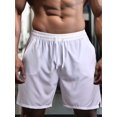 thumbnail image 3 of Men'S Quick Dry Elastic Waist Drawstring Loose Fit Athletic Gym Shorts White 5XL, 3 of 5