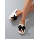 thumbnail image 2 of Bow Decor Single Band Slides, White Preppy College Style Bowknot Solid Color Slippers, 2 of 4