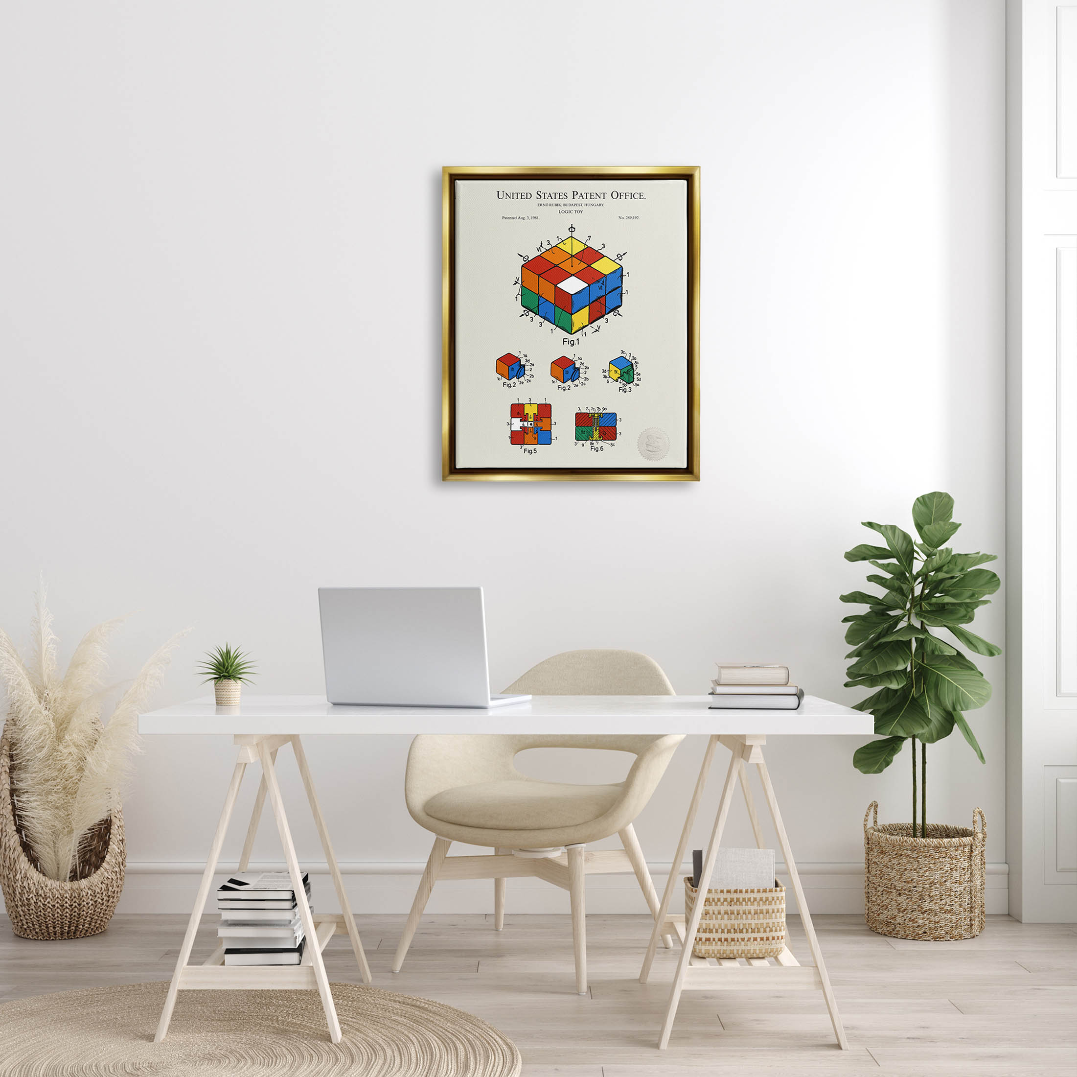 Stupell Industries Vintage Logic Toy Diagram Graphic Art Metallic Gold Floating Framed Canvas Print Wall Art, Design by Karl Hronek