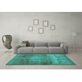 thumbnail image 3 of Ahgly Company Machine Washable Indoor Square Abstract Turquoise Blue Contemporary Area Rugs, 4' Square, 3 of 4