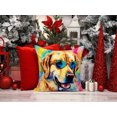 thumbnail image 2 of Yellow Labrador Hippie Dawg Fabric Decorative Pillow 18 in x 18 in, 2 of 5