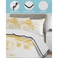 thumbnail image 4 of Quilts Twin Size Bedding Set, Yellow Floral Art Lightweight Quilted Comforter, Watercolor Botanical Spring Flowers Soft Reversible Bedspread Coverlet with Pillow Covers for All Season, 68" x 86", 4 of 7