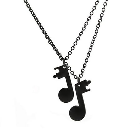 1 Pair Boy Girl Couple Fashion Music Note Pendant Necklace Gift