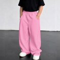 thumbnail image 2 of WERYOUNG Boys Casual Pants Elastic Waist Solid Color Wide Leg Sweatpants Toddlers Kids Loose Fit Back To School Pants 6-7 Years, 2 of 6