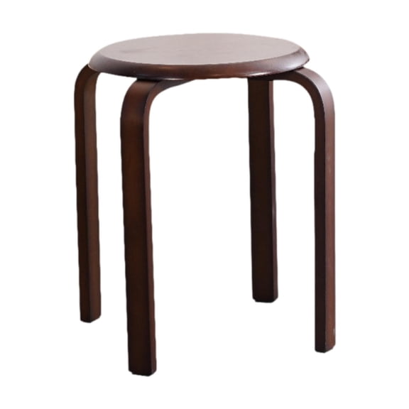 Fancyes Solid Wood Round Stool, Dining Table Stool, Portable Dressing Table Stool, Simple Stacking Stool, Wooden Stool for Living Room Decoration Walnut