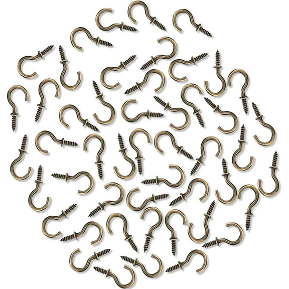 120PCS 1/2 inch Ceiling Screw Hooks, Metal Screw-in Cup Hooks, Bronze