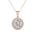 thumbnail image 1 of Cate & Chloe Blake 18k Rose Gold Plated Halo Necklace with Simulated Diamond Crystals for Women, 1 of 9