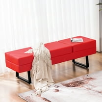 BarberPub 3-Seat Waiting Room Bench Chair, Salon Guest Reception Bench, Lobby Chairs, 440 lbs Capacity, Red