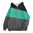 thumbnail image 3 of BODOAO Women's Full Zip Up Hoodie Fall Jacket Oversized Sweatshirt Zipper Long Sleeve Tops Color Block Long Sleeve Hooded Sweatshirts with Pockets Jacket Coat for Women Green L, 3 of 4