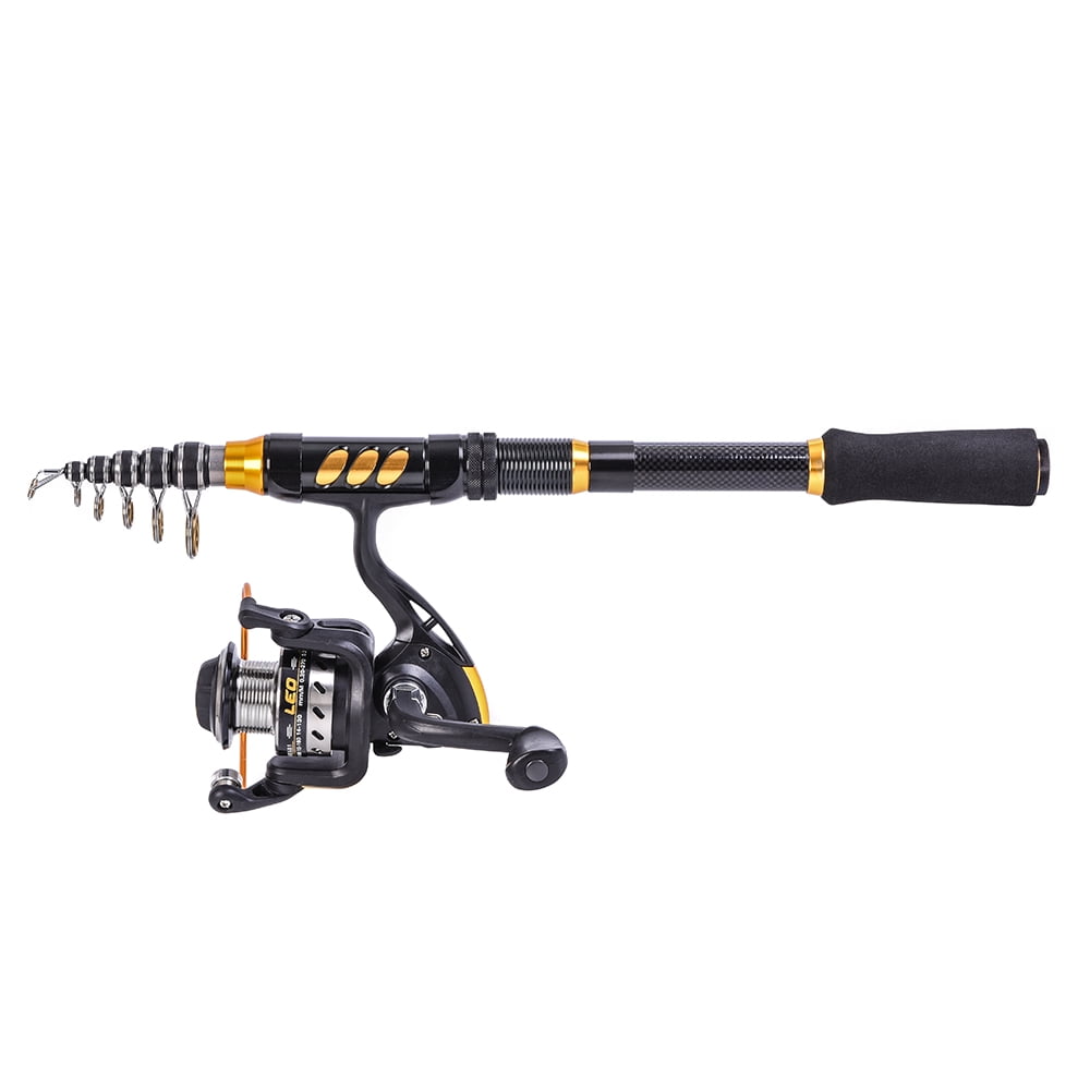 Lixada Fishing Rod Reel Combo, Carbon Fiber Telescopic Pole Pack with Spinning Reel, Fishing Line, and Hooks - Saltwater and Freshwater Travel Kit