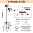 thumbnail image 3 of 9" Minimalist Angled Ceiling Lantern Brown Glass Chandelier 1-Light Rustic Modern Pendant Light, 3 of 7