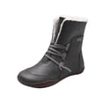 thumbnail image 2 of Zapatos de mujer Punta redonda Tacones bajos Cómodos Cálidos Casuales Gruesos Fleece Cordones Botines de nieve, 2 of 4