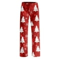 thumbnail image 5 of WTOBBY Women's Holiday-Themed Anime Pajama Pants, Sleepwear with Elastic Waist for Casual Wear, Straight Leg Trousers for Yoga and Christmas Print Design for Cozy Home Use,Wine 2XL, 5 of 7
