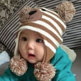 thumbnail image 4 of Gorro para bebé, gorro con forro polar de invierno, orejeras tejidas, gorros para niños, gorros para bebés y niñas con pompón, 4 of 6