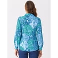 thumbnail image 4 of DARING DIVA Women's Button Down Floral Print Chiffon Tops L Blue, 4 of 6