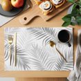 thumbnail image 2 of Gray Palm Leaf Placemats Set of 12 Tropical Botanical Leaves Minimalist Place Mats Indoor Wipeable Table Mats Washable Cloth Dining Table Placemats for Kitchen Holiday Party Home Decor 13x19 Inch, 2 of 9