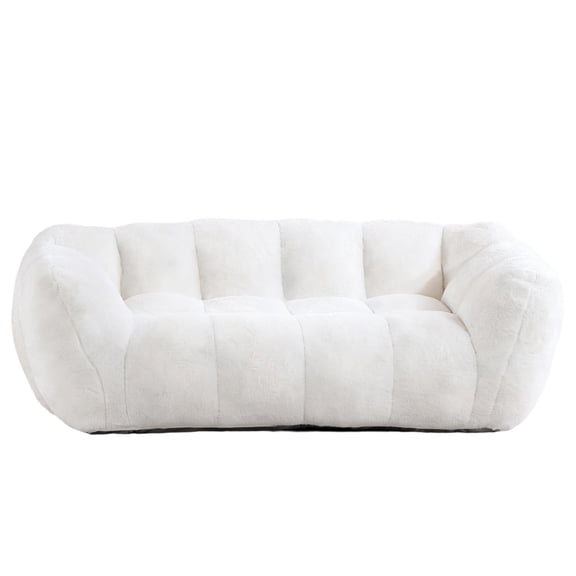 VNT 68" Bean Bag Chair for Adults, Ultra Soft Loveseat Mini Sofa Couch, Faux Fur Lazy Couches for Living Room, Bedroom, Beige