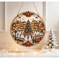 thumbnail image 4 of Christmas Pearl Diamond Art Ornament Kit DIY Hanging Decor, Shimmering Holiday Craft for Tree Window Wall Fireplace(Christmas Square), 4 of 7