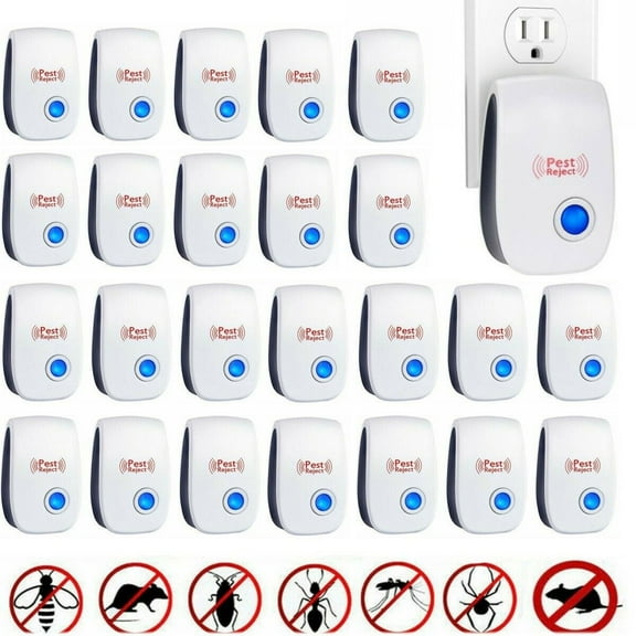 Ultrasonic Electric Rodent and Pest Repellent Plug In Device, White, 10 Piece