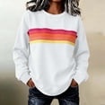 thumbnail image 2 of Binmer Women’s Rainbow Stripe Print Crew Neck Long Sleeve Sweatshirt, Loose Casual Pullover Top ,Sizes S-2XL, 2 of 6