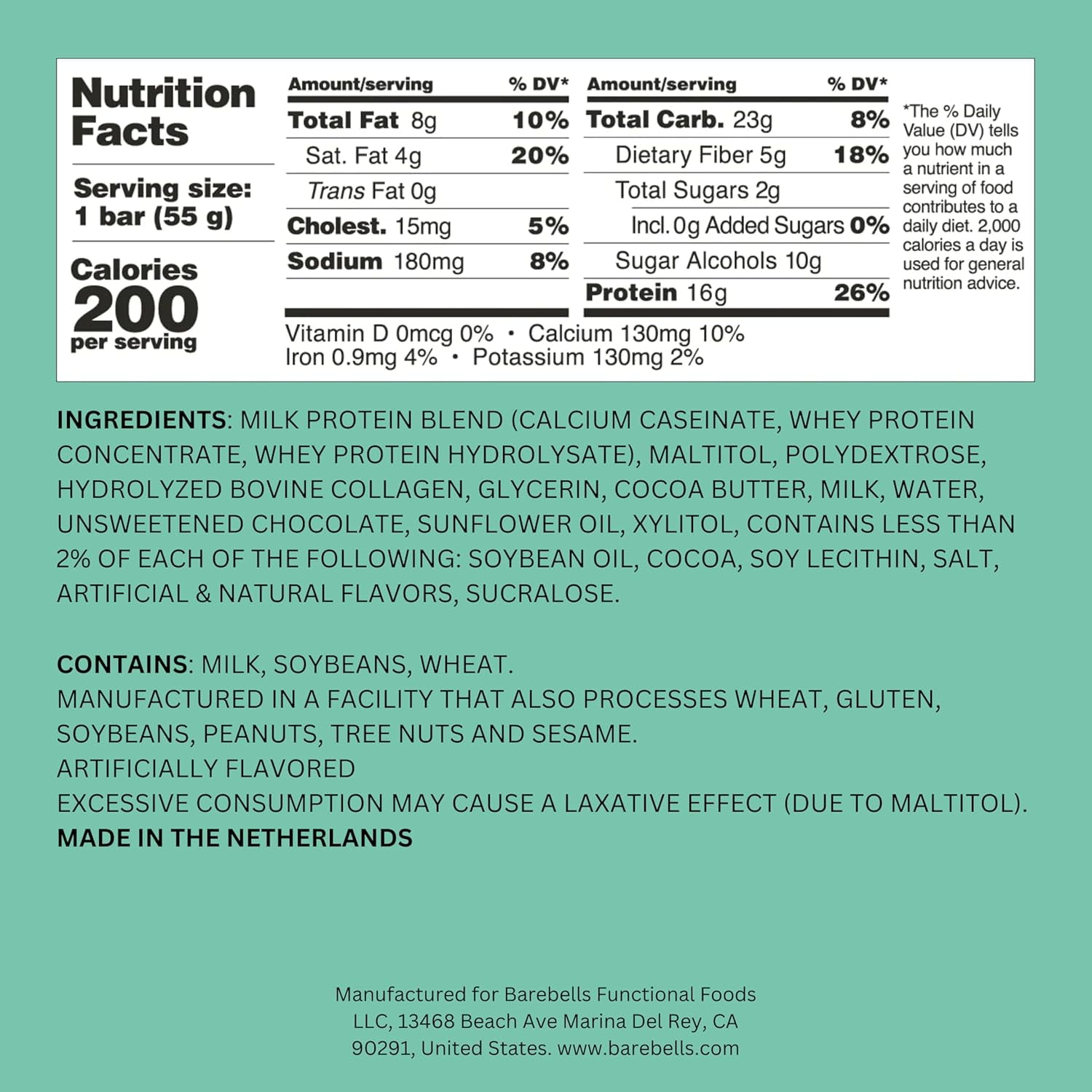 Barebells Soft Protein Bars, Minty Chocolate - 12 Count, 16g High Protein Treats - Chocolate Nutrition Bar with 1g Total Sugars - On The Go Breakfast or Post-Workout Snack