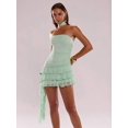 thumbnail image 6 of Mint Green Women's Solid Color Ruffled Hem Bandeau Dress, Dresses For, 6 of 7