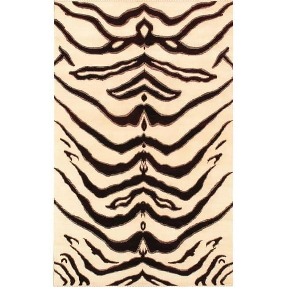 Pasargad Home Skin 60" x 94" Hand-Knotted Lamb's Wool Area Rug in Ivory/Brown