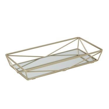 Home Details Gold Trim Vanity Mirror Tray in Gold