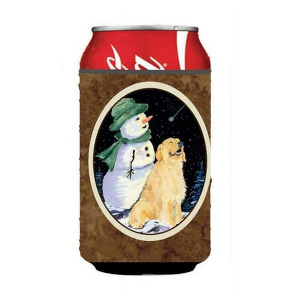 Golden Retriever With Snowman In Green Hat Can Or bottle sleeve Hugger - 12 oz.