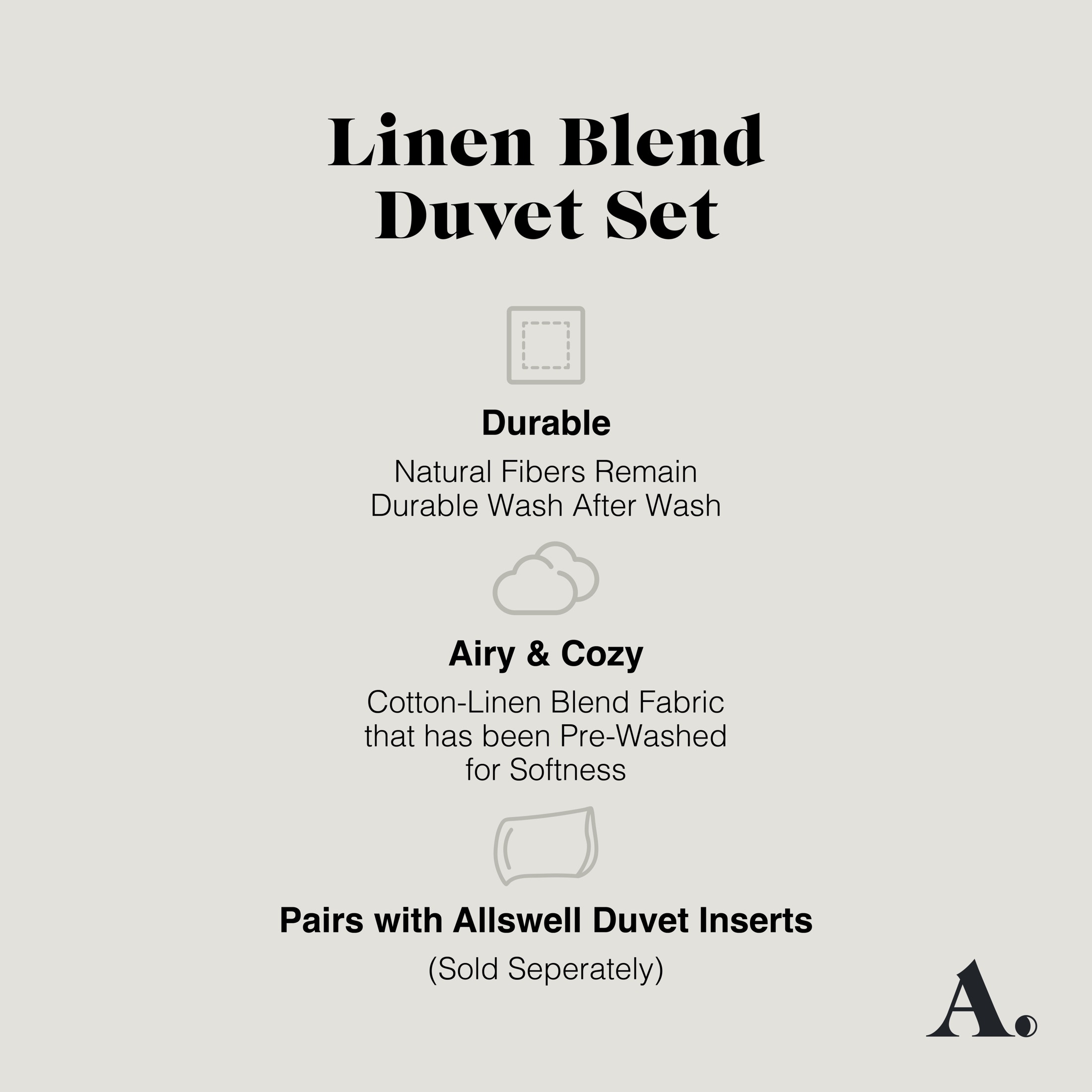 Allswell Cotton Linen Duvet Cover Set, King/Cal King, Taupe photo 3