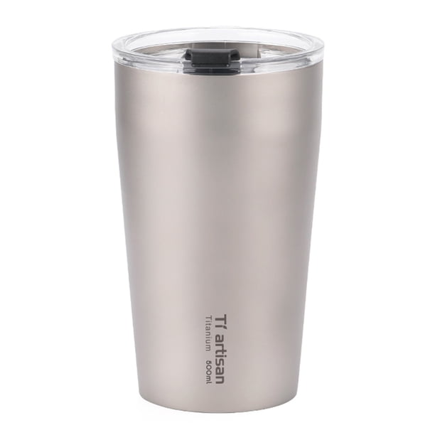 Taza de té de titanio para exteriores, vaso de cerveza para acampar de doble pared, agua de 500ml