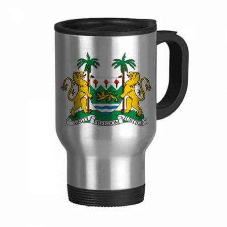 

Sierra Leone Africa National Emblem Travel Mug Flip Lid Stainless Steel Cup Car Tumbler Thermos