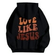 thumbnail image 5 of Womens Two Piece Sweatsuits Long Sleeve Jesus Letter Print Christian Hooded Sweatshirt and Sweatpants Baggy Comfy Fall Winter Track Suits Trendy, 5 of 6
