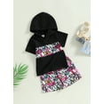 thumbnail image 3 of Biekopu Toddler Girls Boys Clothes Outfits Letter Graffiti Print Hooded Short Sleeve Tops Shorts Suit, 3 of 7