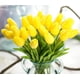 thumbnail image 3 of flores de tulipanes artificiales de tacto real, tulipanes amarillos falsos de Holanda, ramo de tulipanes de poliuretano, flores de látex para boda, fiesta, oficina, hogar, cocina, decoración (amarillo) Sailing Electrónica, 3 of 4